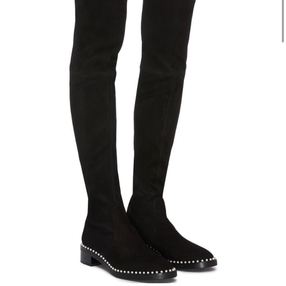 Stuart Weitzman Lowland Thigh High Boots with Pearl Detail